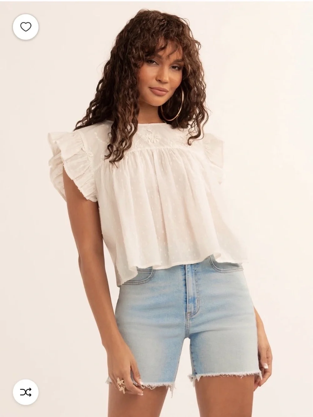 Jessica Simpson Cream Ruffle Sleeve Eyelet Blouse NWT Medium - Picture 2 of 11